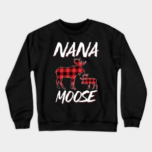 Red Plaid Nana Moose Matching Family Pajama Christmas Gift Crewneck Sweatshirt